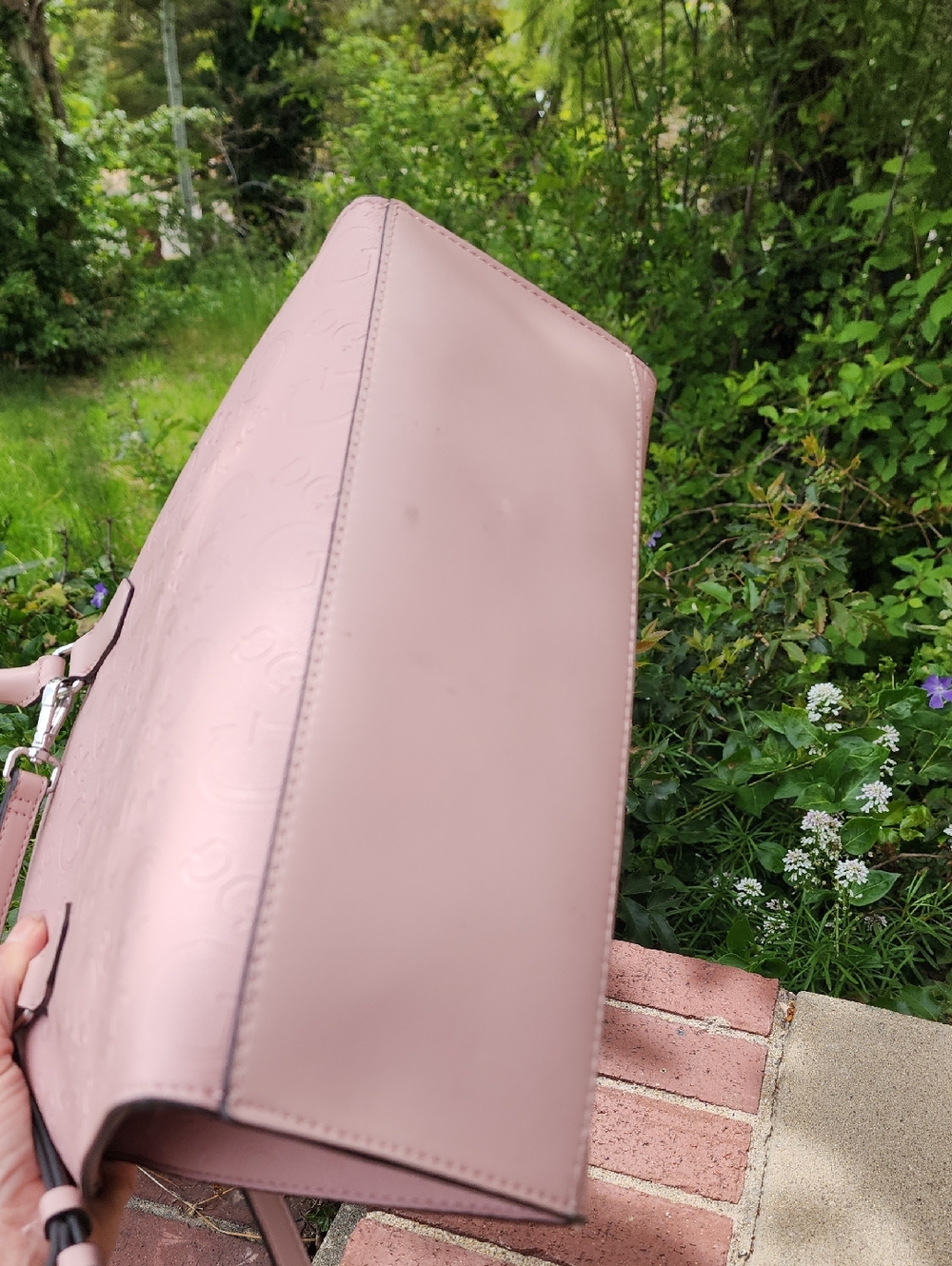 GUESS Blush Pink Embossed Satchel - Picture 8 of 17